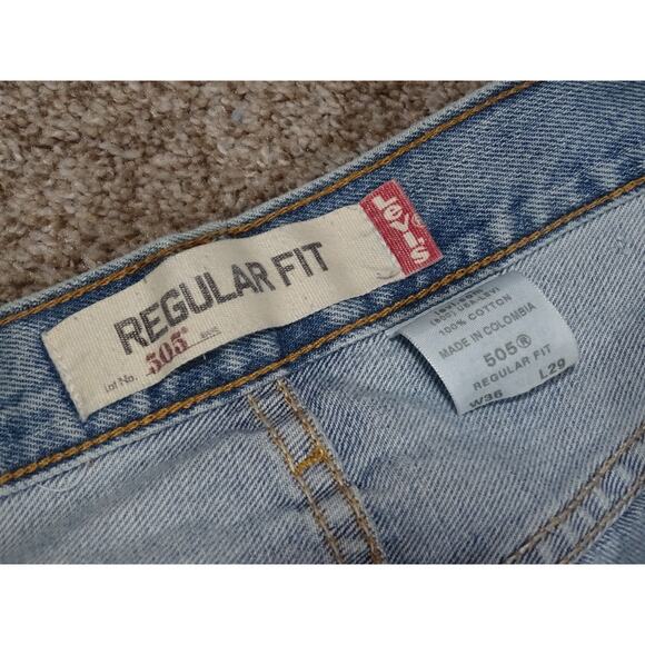 Vtg Levis 505 Jeans Mens 36x29 Light Wash Denim Regular Fit Straight Leg Classic - Picture 5 of 9